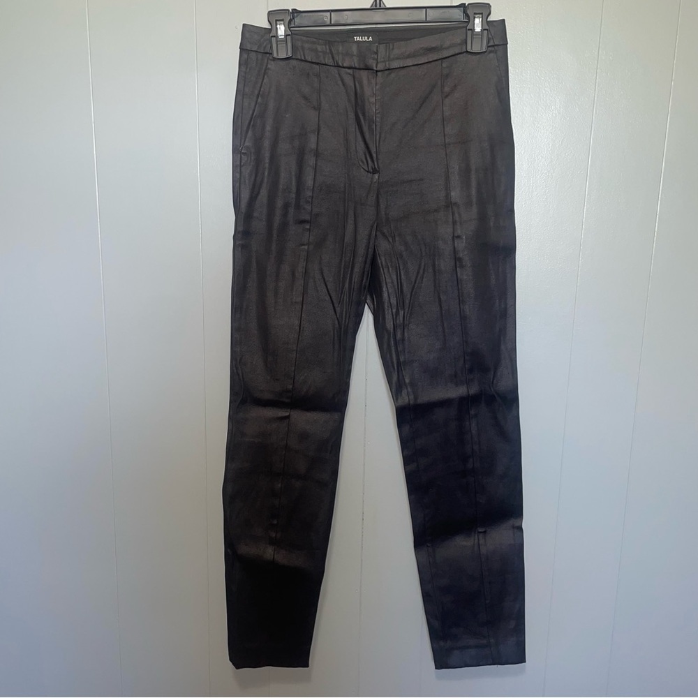 Aritzia Talula Coated Black Cigarette Pants Size 4